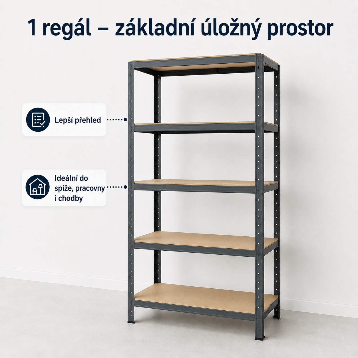 1 regál základní úložný prostor